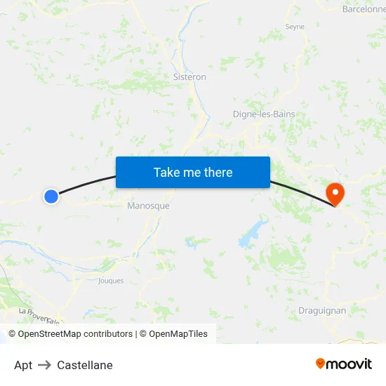 Apt to Castellane map