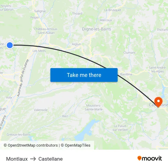 Montlaux to Castellane map