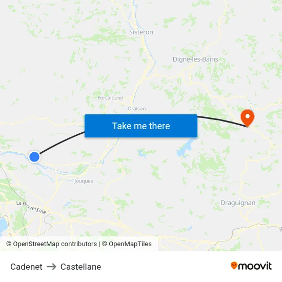 Cadenet to Castellane map