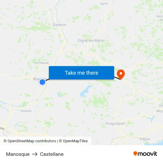 Manosque to Castellane map