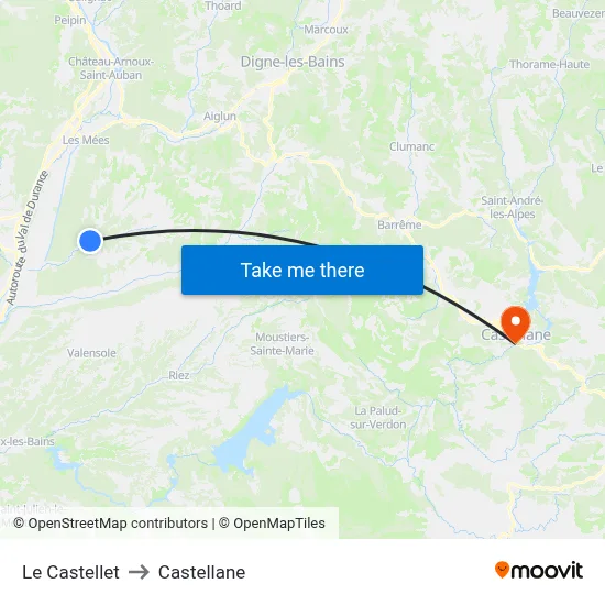 Le Castellet to Castellane map