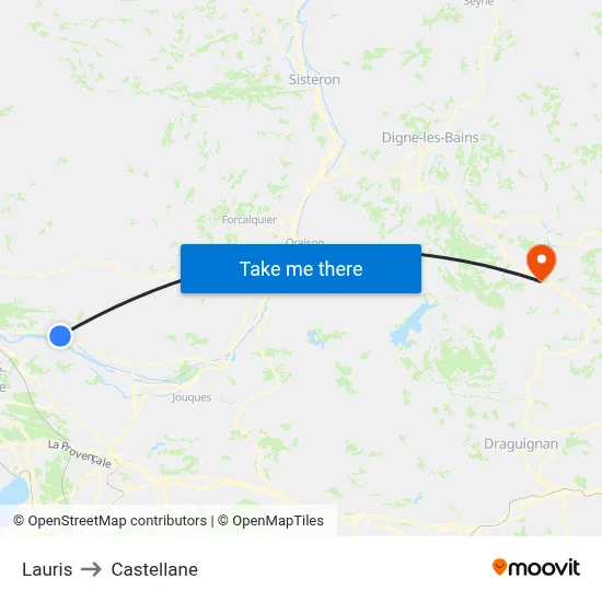 Lauris to Castellane map