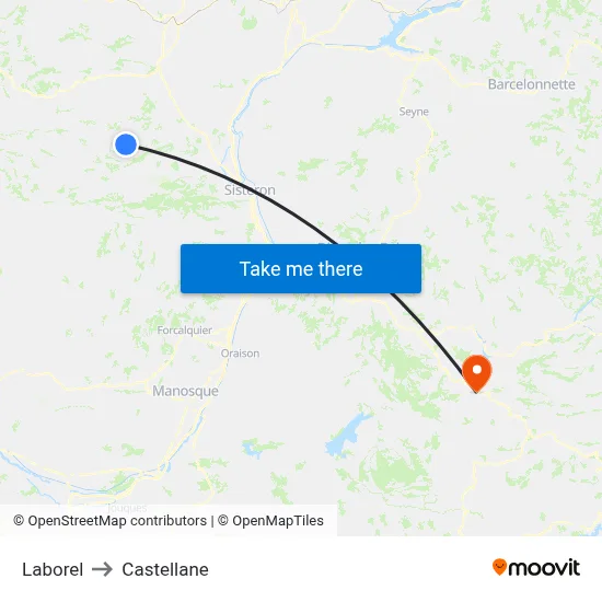 Laborel to Castellane map