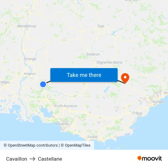 Cavaillon to Castellane map
