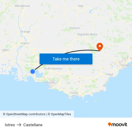 Istres to Castellane map