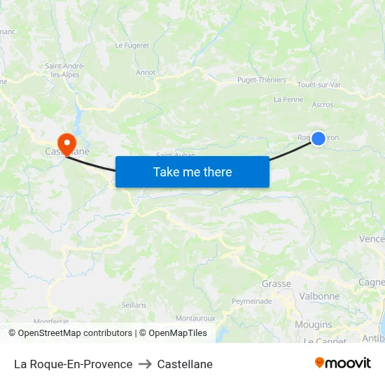 La Roque-En-Provence to Castellane map