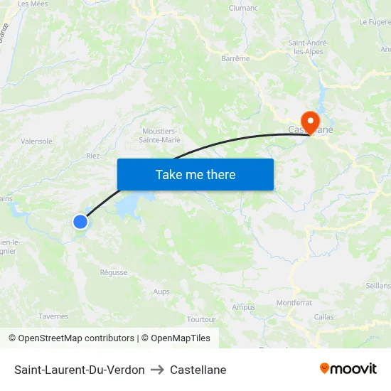 Saint-Laurent-Du-Verdon to Castellane map