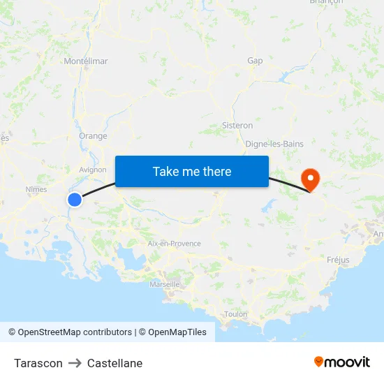 Tarascon to Castellane map