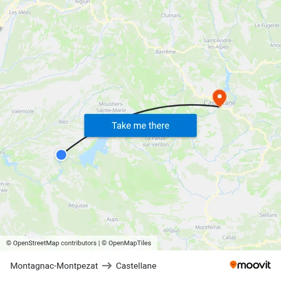 Montagnac-Montpezat to Castellane map