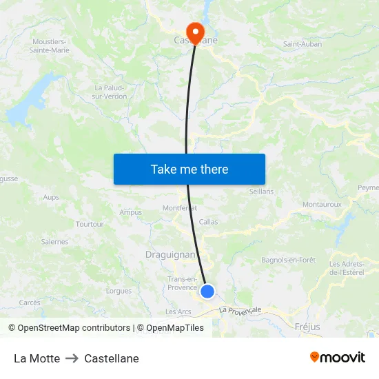La Motte to Castellane map