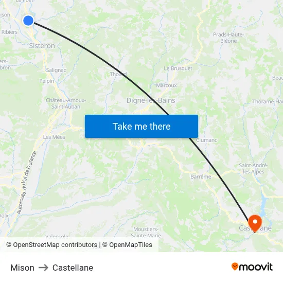 Mison to Castellane map