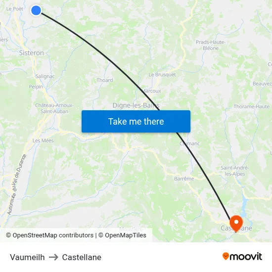 Vaumeilh to Castellane map
