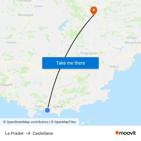 Le Pradet to Castellane map