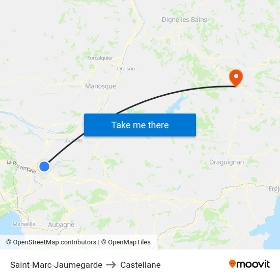 Saint-Marc-Jaumegarde to Castellane map