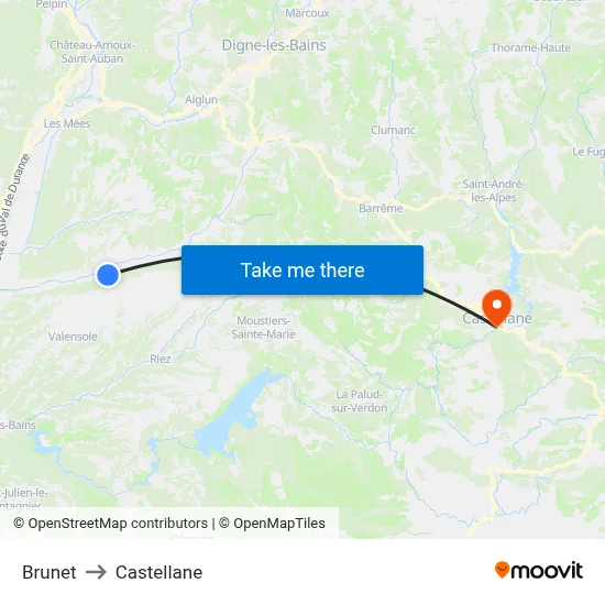 Brunet to Castellane map