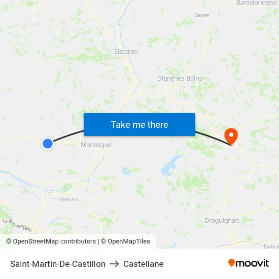 Saint-Martin-De-Castillon to Castellane map