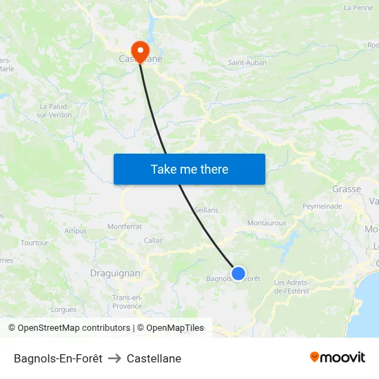 Bagnols-En-Forêt to Castellane map