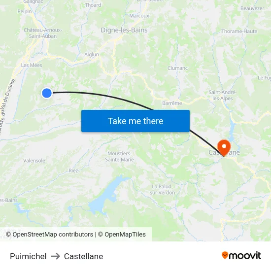 Puimichel to Castellane map