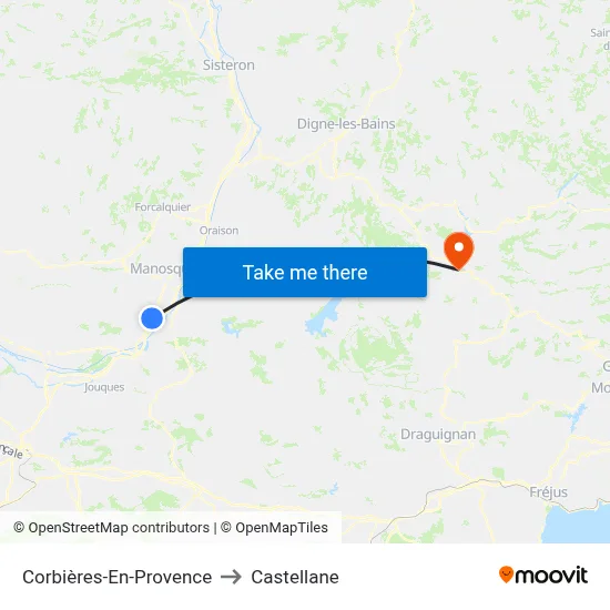 Corbières-En-Provence to Castellane map