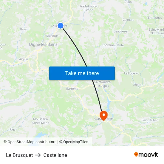 Le Brusquet to Castellane map