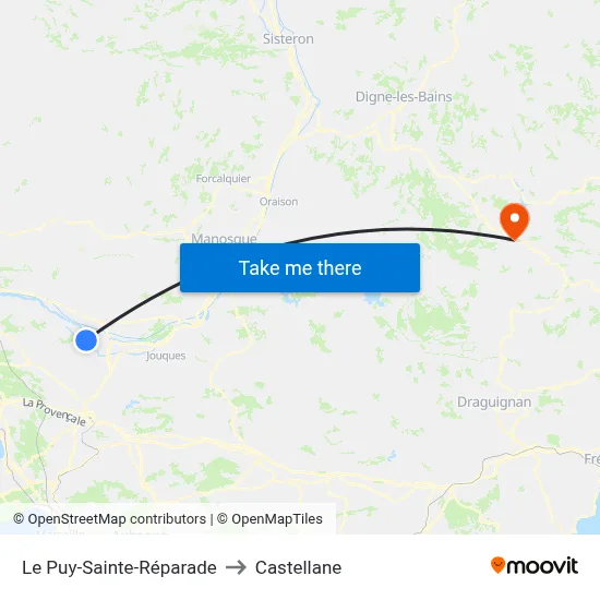Le Puy-Sainte-Réparade to Castellane map