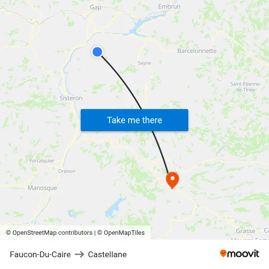 Faucon-Du-Caire to Castellane map