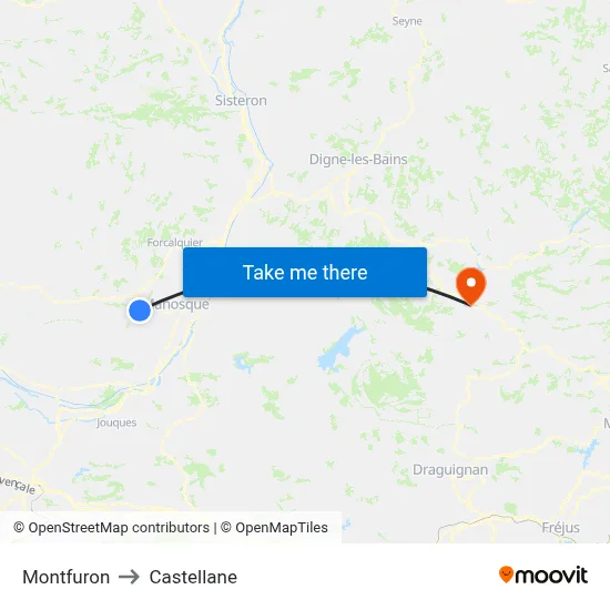 Montfuron to Castellane map