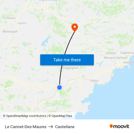 Le Cannet-Des-Maures to Castellane map