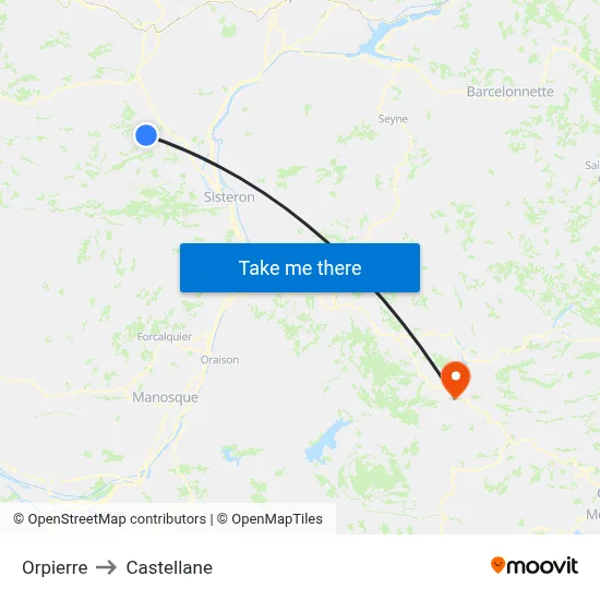 Orpierre to Castellane map