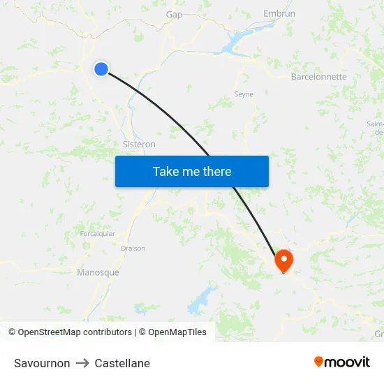 Savournon to Castellane map