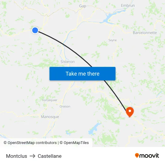 Montclus to Castellane map