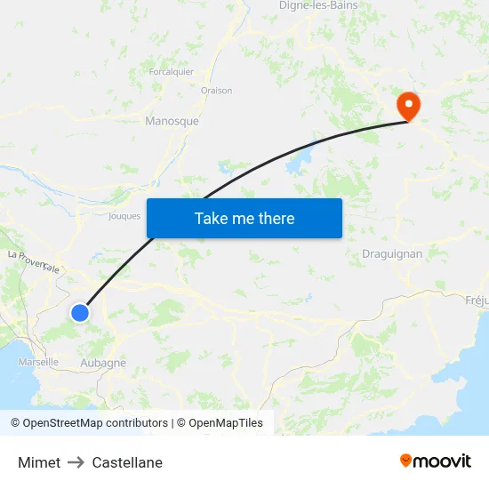 Mimet to Castellane map