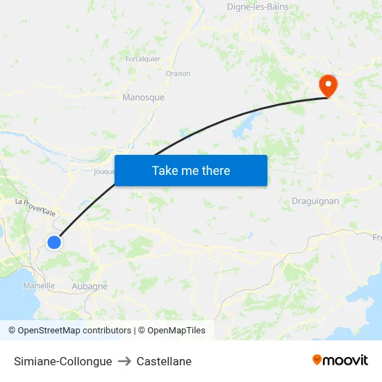 Simiane-Collongue to Castellane map