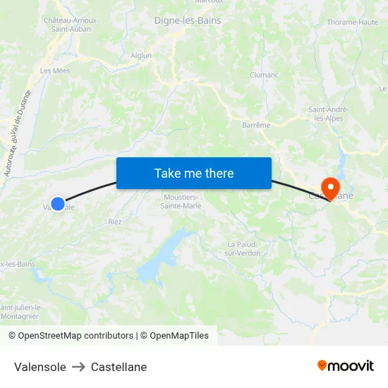 Valensole to Castellane map