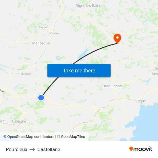 Pourcieux to Castellane map