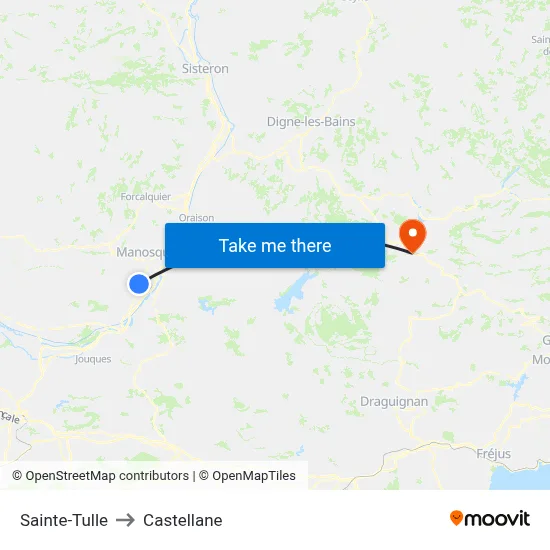 Sainte-Tulle to Castellane map