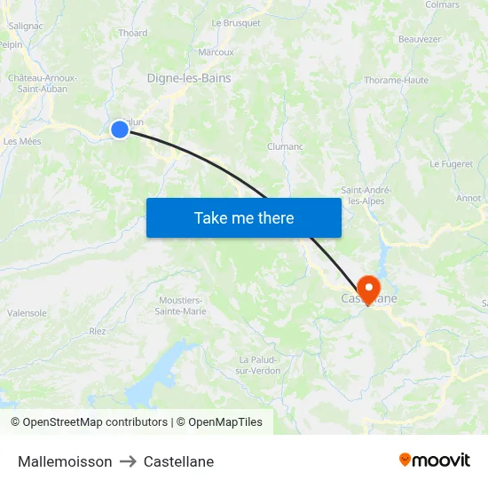Mallemoisson to Castellane map