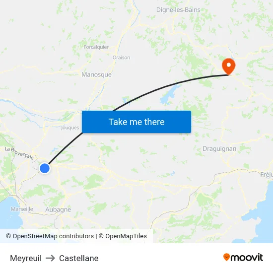 Meyreuil to Castellane map