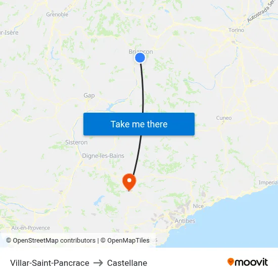 Villar-Saint-Pancrace to Castellane map