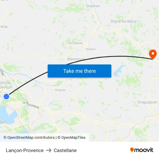 Lançon-Provence to Castellane map