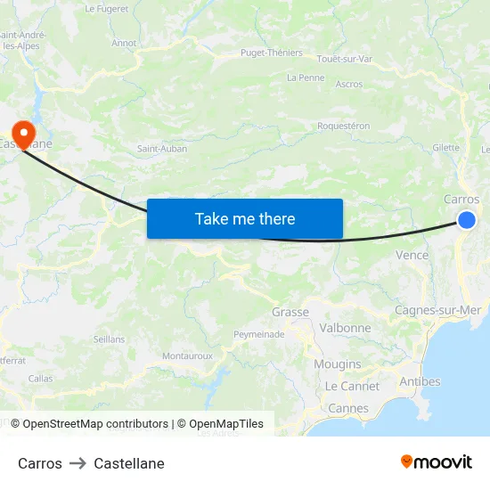 Carros to Castellane map