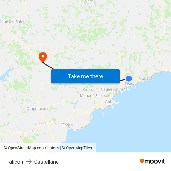 Falicon to Castellane map