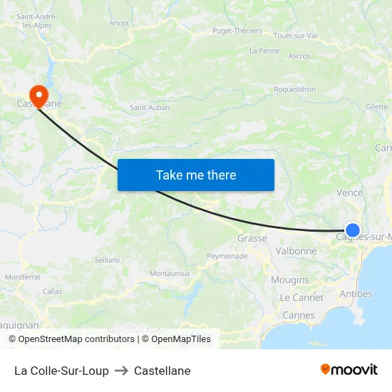 La Colle-Sur-Loup to Castellane map
