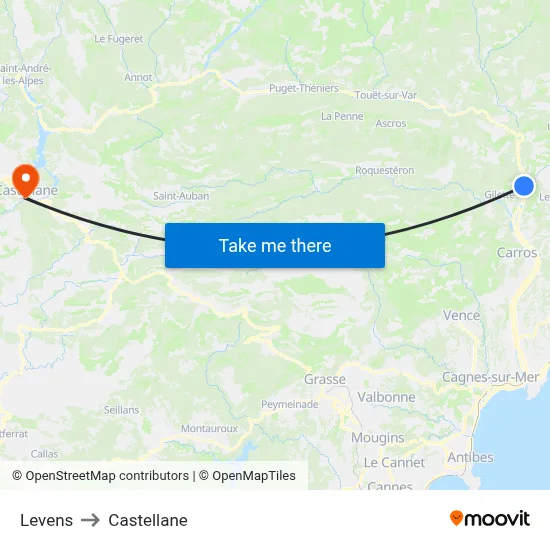 Levens to Castellane map