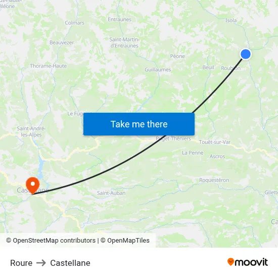Roure to Castellane map