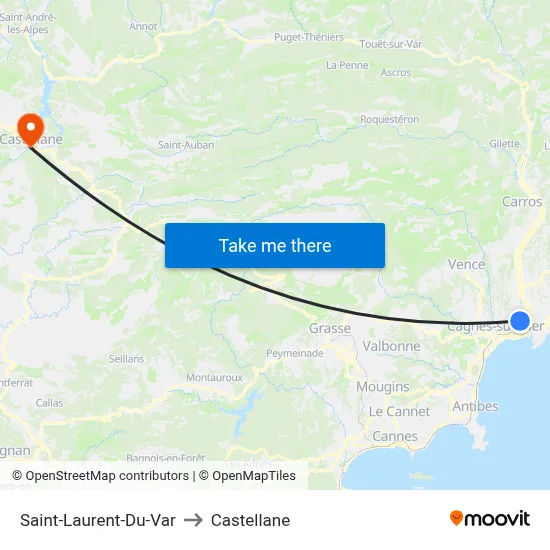 Saint-Laurent-Du-Var to Castellane map