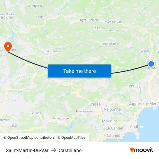 Saint-Martin-Du-Var to Castellane map