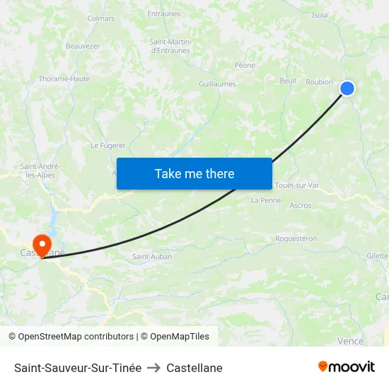 Saint-Sauveur-Sur-Tinée to Castellane map