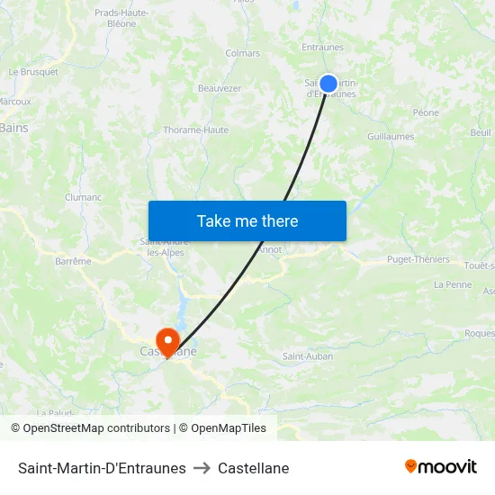 Saint-Martin-D'Entraunes to Castellane map