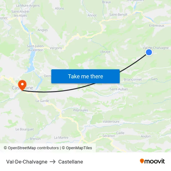 Val-De-Chalvagne to Castellane map